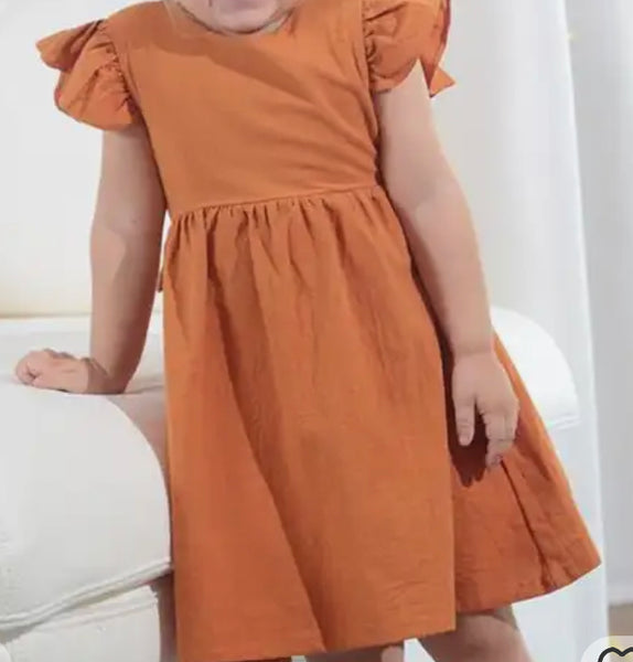 READY TO SHIP - Toddler Flutter Sleeve Bow Dress (4T)