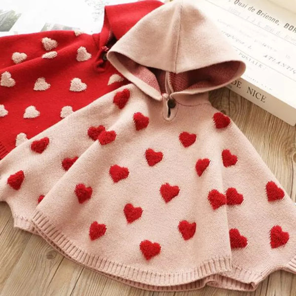 Toddler/Kids Heart Sweater Cape