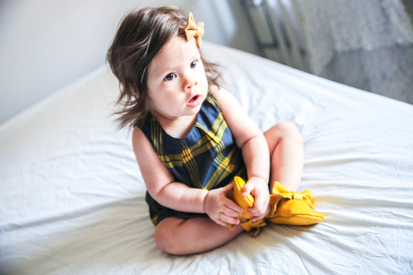 Baby Moccasins - Mustard Yellow Leather with Bow