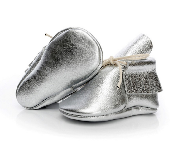 Baby Lace Up Moccasin Boots - Silver