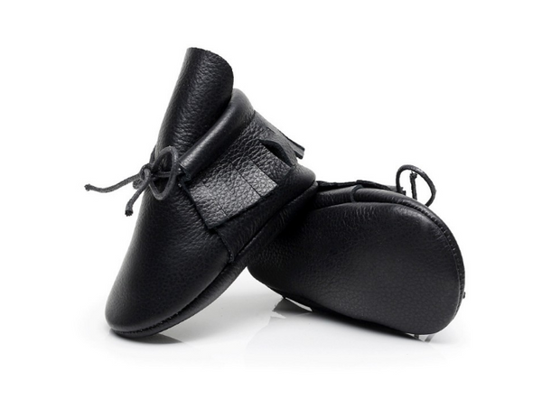 Baby Lace Up Moccasin Boots - Black