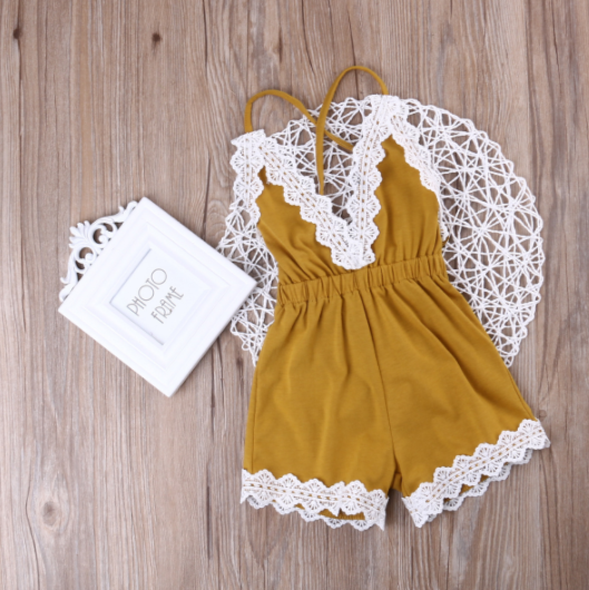 Baby/Toddler Mustard Yellow Lace Romper