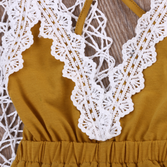 Baby/Toddler Mustard Yellow Lace Romper