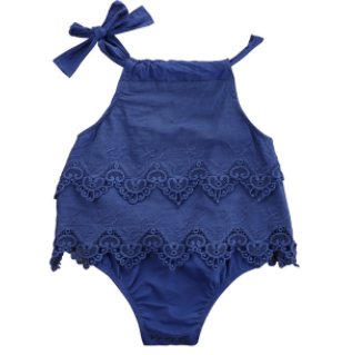Baby/Toddler Lace Bow Romper - Multiple Colors