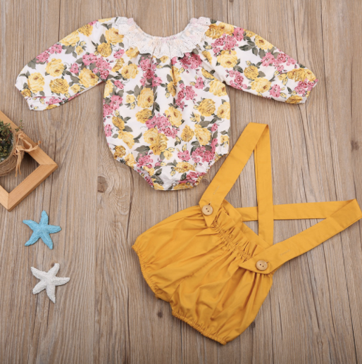 Baby/Toddler Mustard Floral Romper