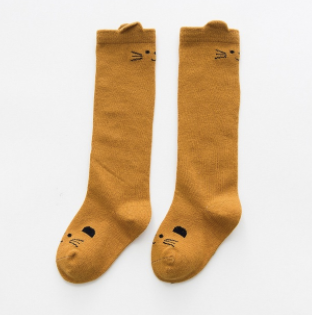 Baby/Toddler Mustard Cat Knee High Socks