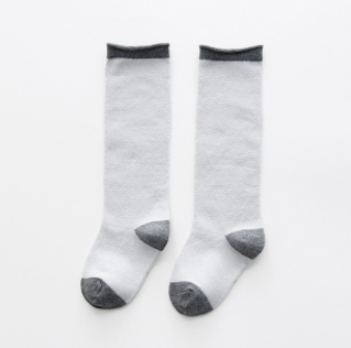 Baby/Toddler Grey and White Knee High Socks