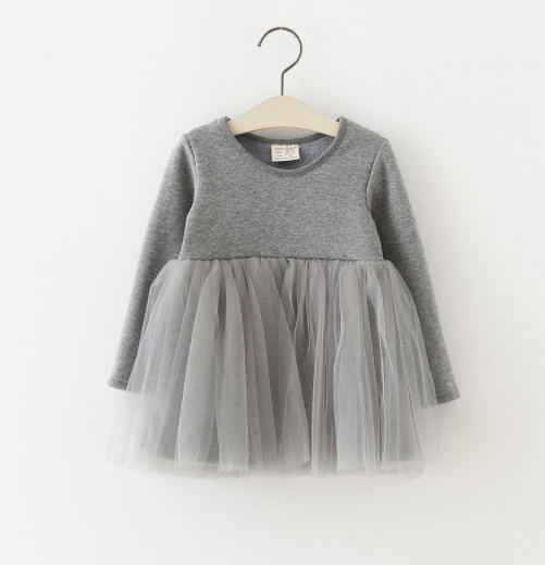 Baby/Toddler Grey Tutu Long Sleeve Dress