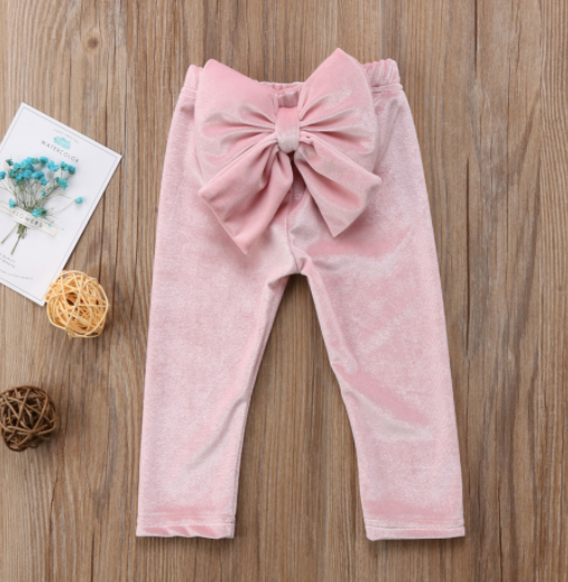 Baby/Toddler Velvet Bow Pants - Multiple Colors