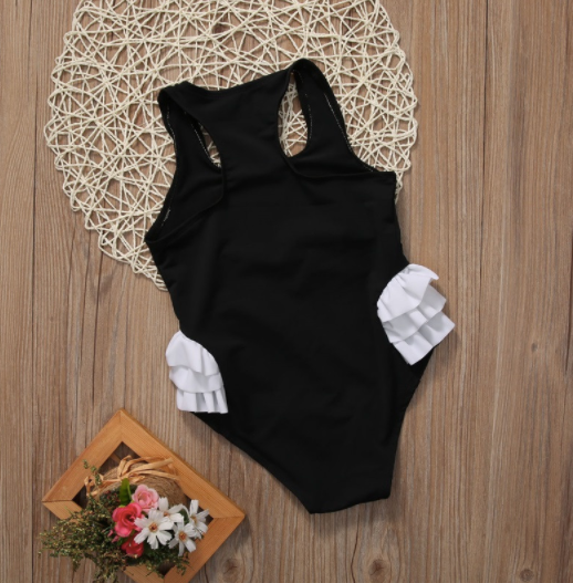 Baby/Toddler Double Swan Black Swimsuit