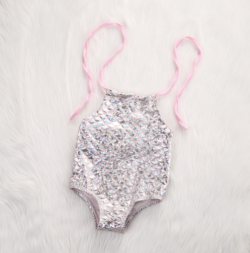 Baby/Toddler Pink/Silver Mermaid Swimsuit