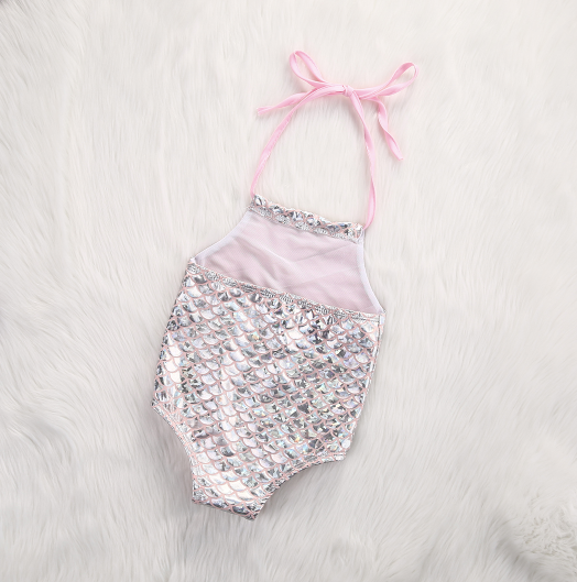 Baby/Toddler Pink/Silver Mermaid Swimsuit