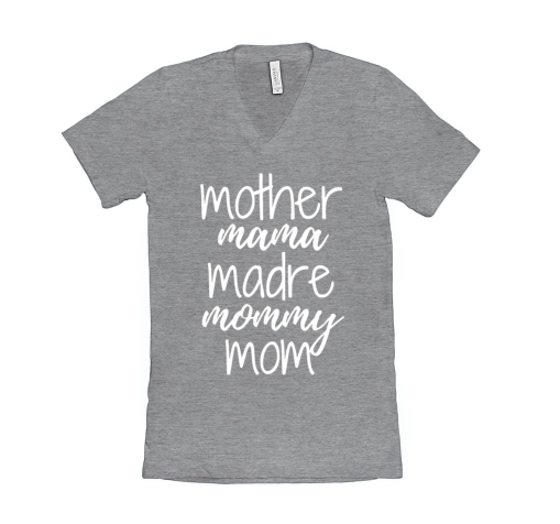 Women's Graphic V Neck Tee - Grey Heather - Mom