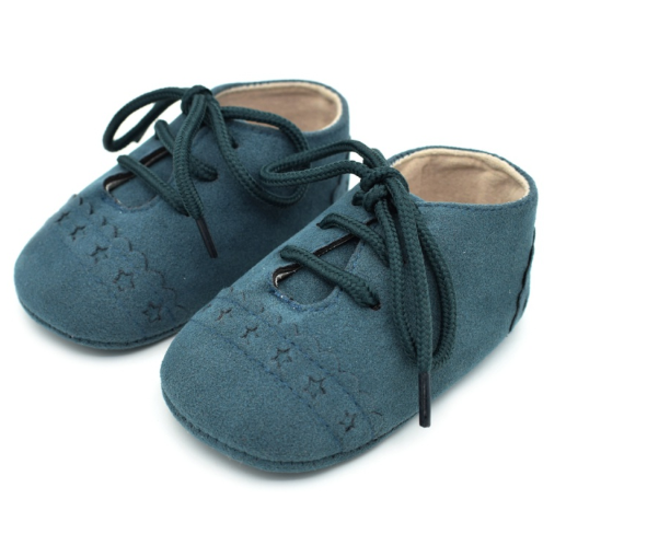 Baby Lace Up Oxford - Teal Star Suede