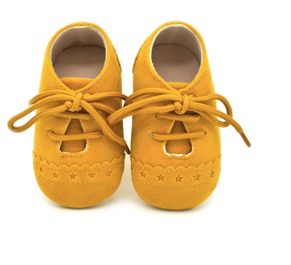 Baby Lace Up Oxford - Mustard Star Suede