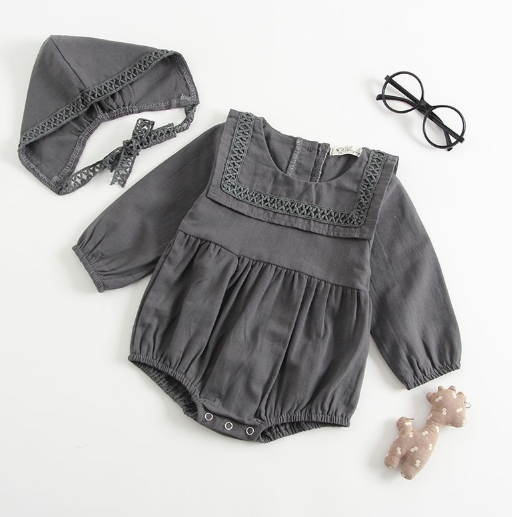 Baby/Toddler Long Sleeve Romper and Bonnet
