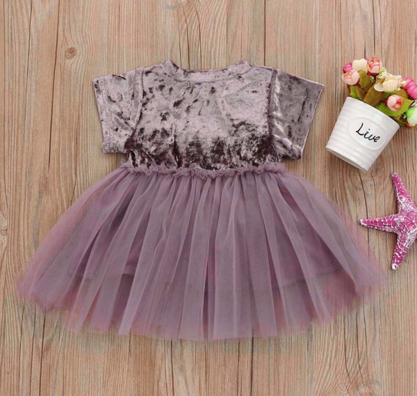 Baby/Toddler Royal Mauve Velvet Dress