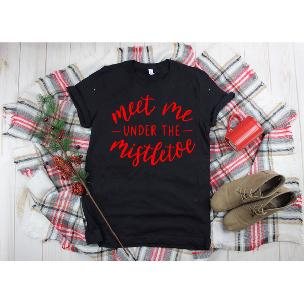 Meet Me Under The Mistletoe Women's Black Tee