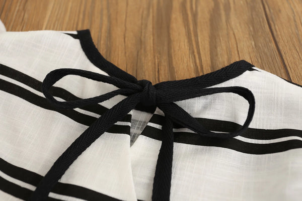 Baby/Toddler Black and White Flutter Sleeve Top