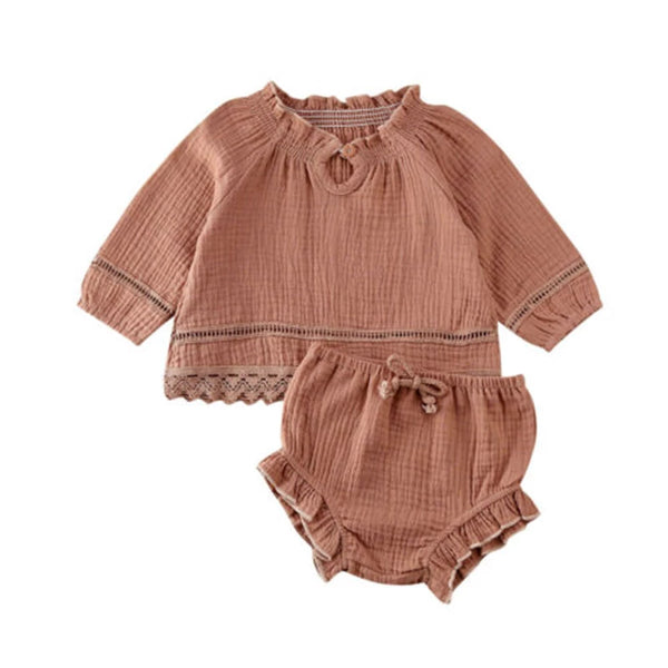 Baby/Toddler Dark Pink Shirt/Bloomers Set