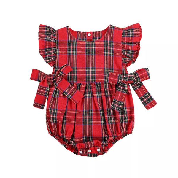 Baby/Toddler Plaid Side Bow Romper