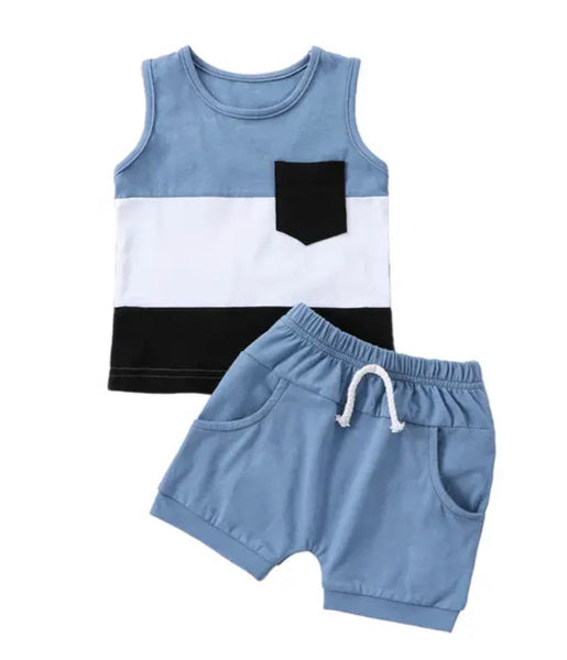 Baby/Toddler Color Block Pocket Tank/Shorts Set