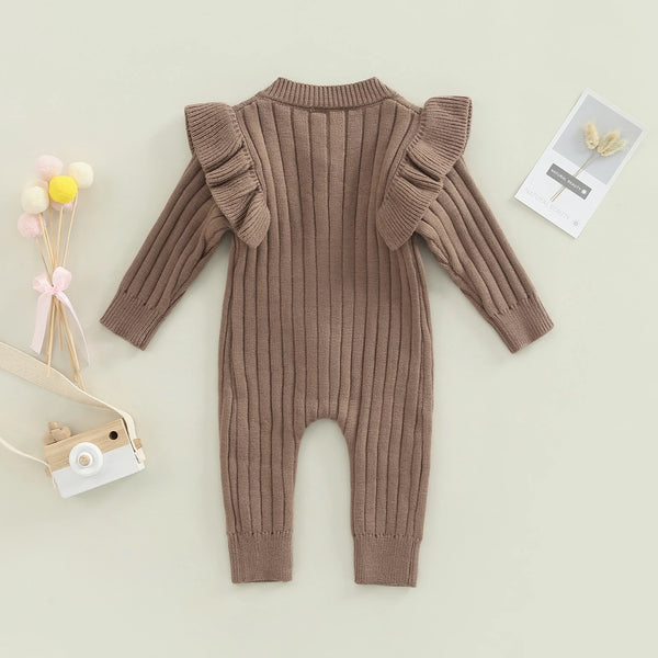 Baby/Toddler Knitted Shoulder Ruffle Romper - Multiple Colors