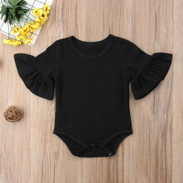 Baby/Toddler Bell Sleeve Romper - Multiple Colors