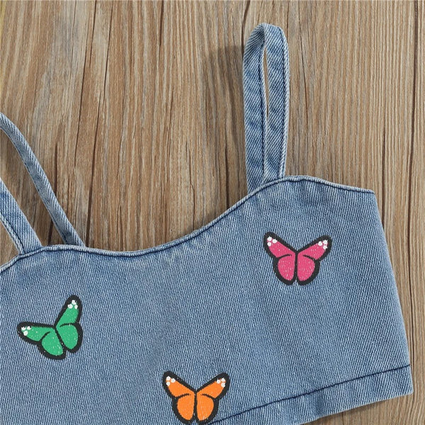 Toddler/Kids Denim and Butterflies Pants Set