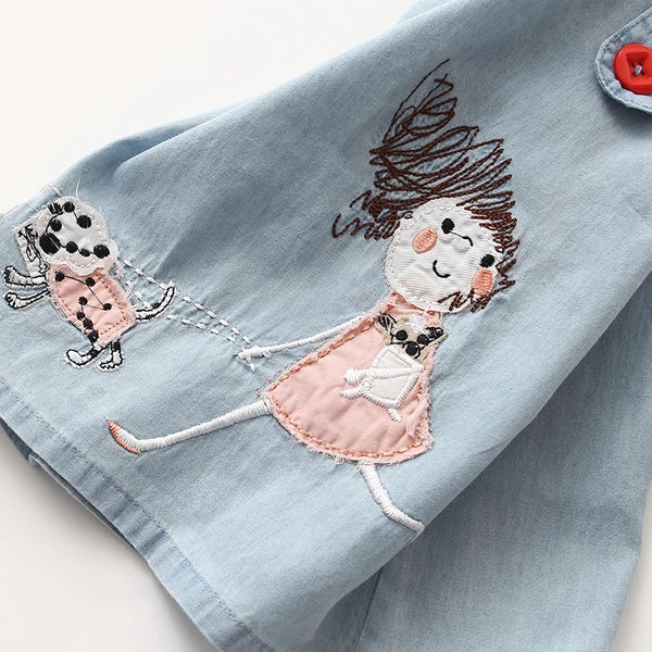 Toddler Chambray Girl with Dogs Dress