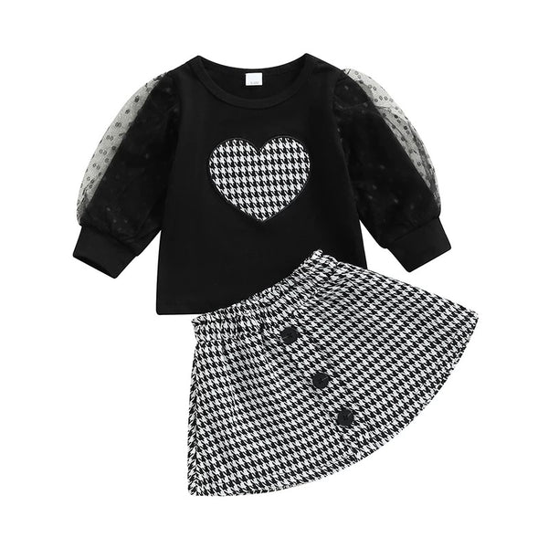 Baby/Toddler Houndstooth Heart Skirt Set
