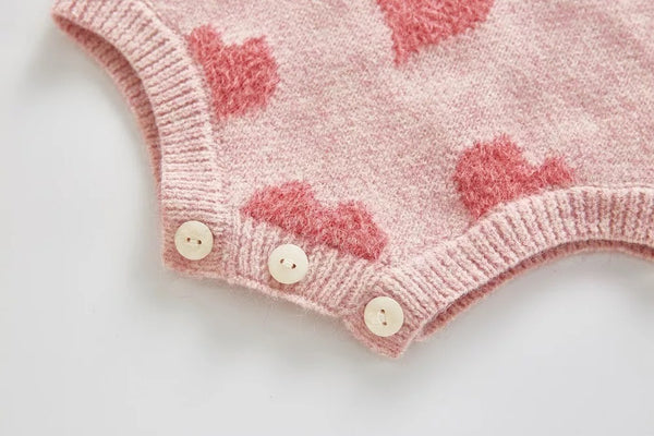 Baby/Toddler Pink Heart Sweater Romper