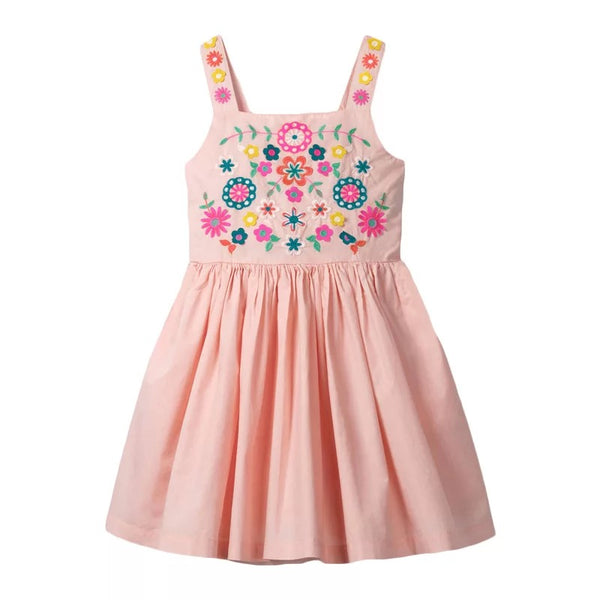 Toddler Pink Floral Embroidered Dress