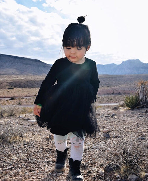 Baby/Toddler Black Tutu Long Sleeve Dress