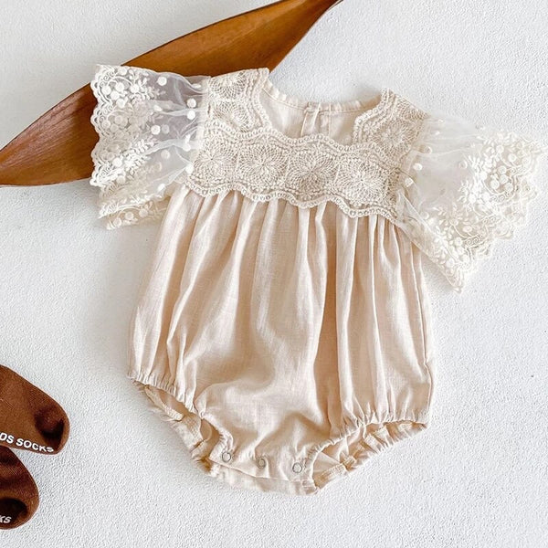 Baby/Toddler Lace Fluttersleeve Romper