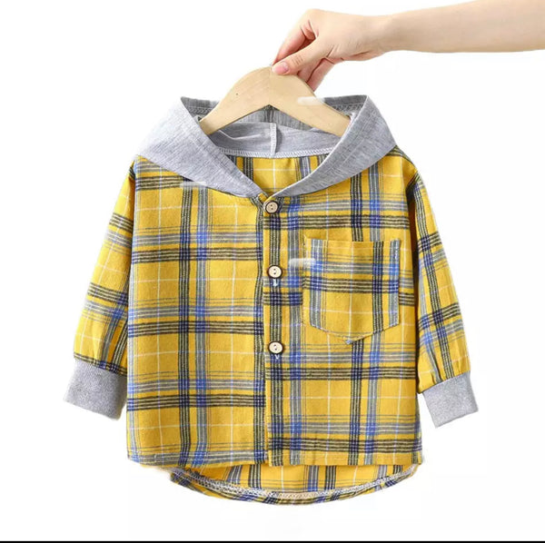 Toddler Flannel Button Up Hoodie
