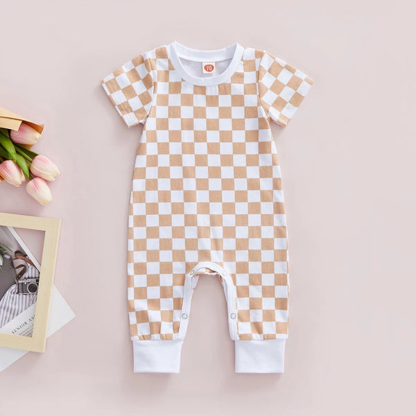 Baby/Toddler Short Sleeve Checkered Romper