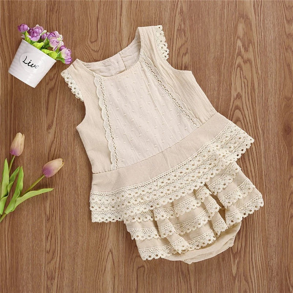 Baby/Toddler Cream Lace Top and Bloomer Set