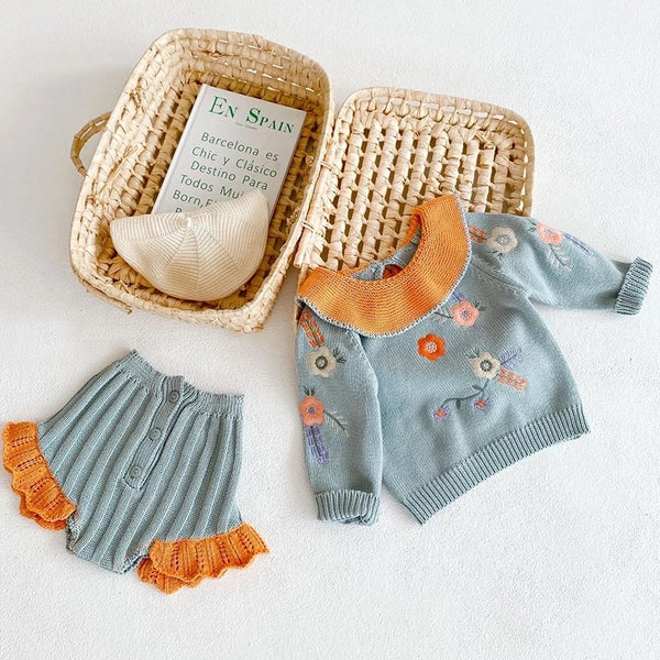 Baby/Toddler Tangerine Ruffle Sweater Set