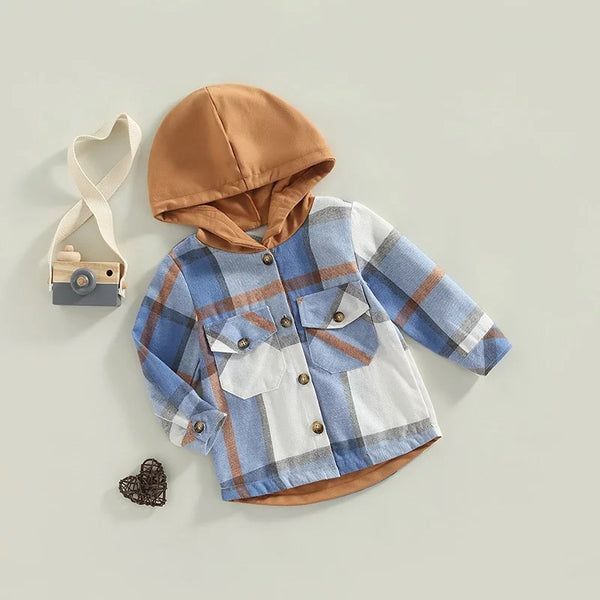 Toddler Plaid Button Up Hoodie