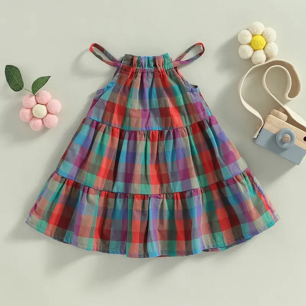 Toddler/Kid Spaghetti  Strap Plaid Dress