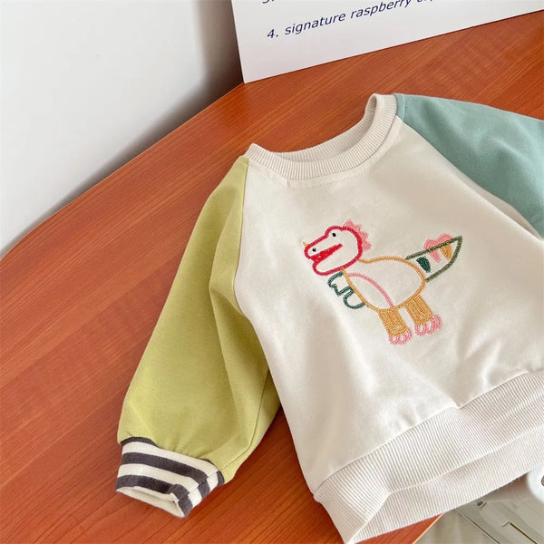 Baby/Toddler Embroidered Dinosaur Pullover - Multiple Colors