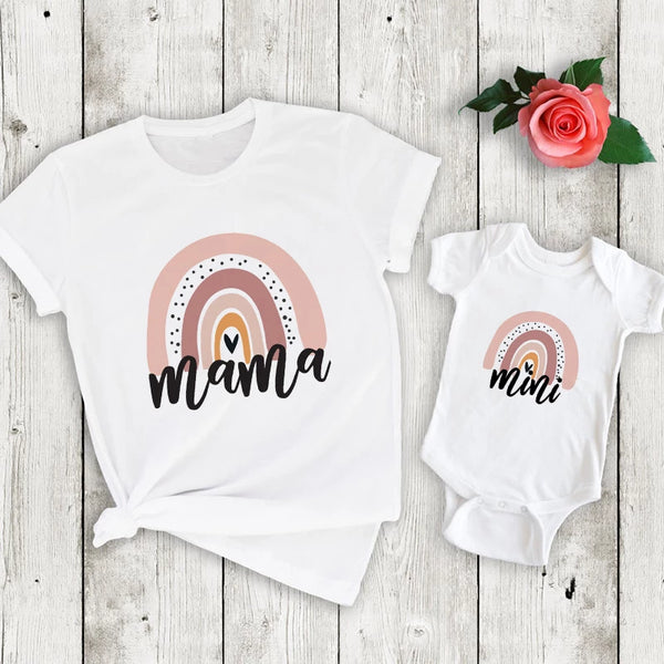 Mom/Baby Graphic Tee - Rainbow Mama + Mini